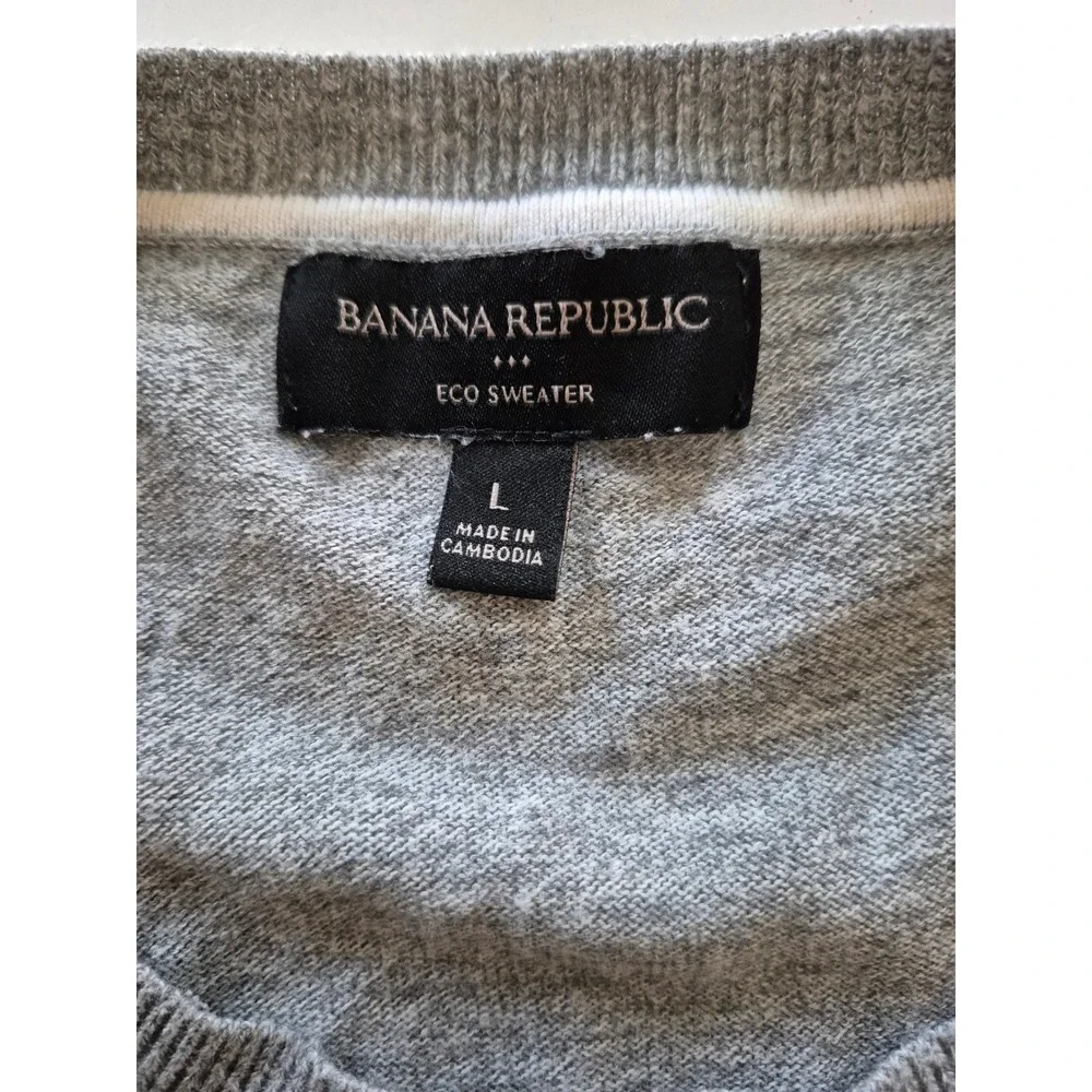 Banana Republic Eco Sweater Mens Large Gray Cotton Blend Crewneck Pullover Knit